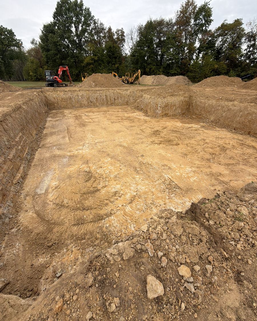 Project 01 basement excavation, graded and ready for foundation walls